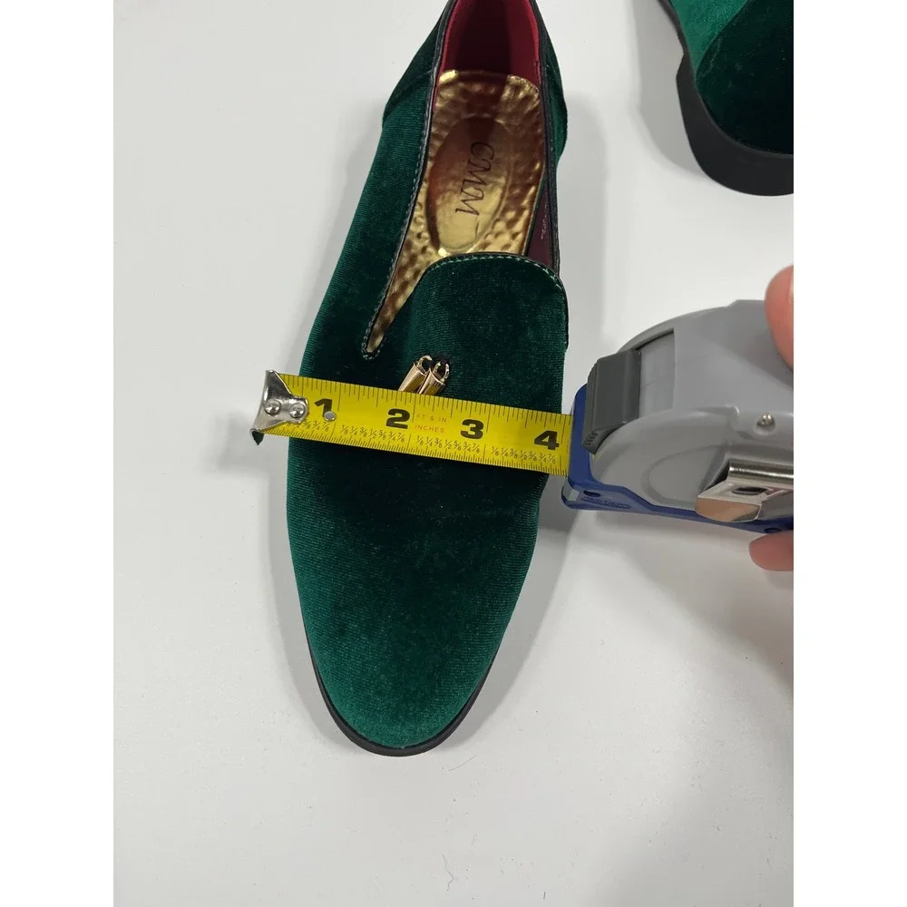 Mens Slip On Loafers 12.5 Green Velvet Formal Event Black Tie Wedding Guest